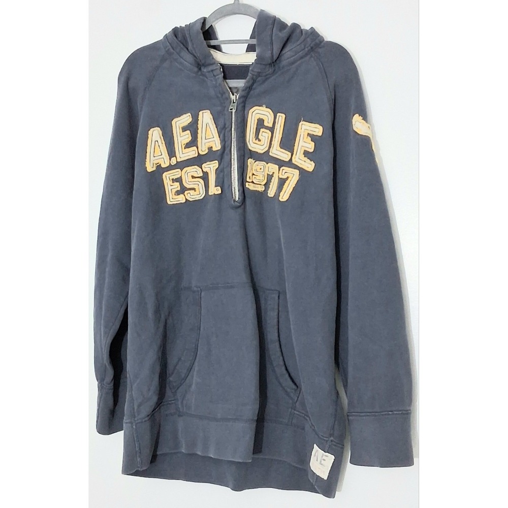 American Eagle Outfitters Hoodie‎ Size Large Blue 1/4 Zip Y2K Pockets Pre-owned